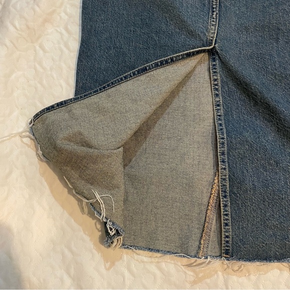 Cotton:On Denim Maxi Shirt Low Waisted Raw Hem Size 2 Boho Cowgirl Blue Jean - Picture 11 of 12